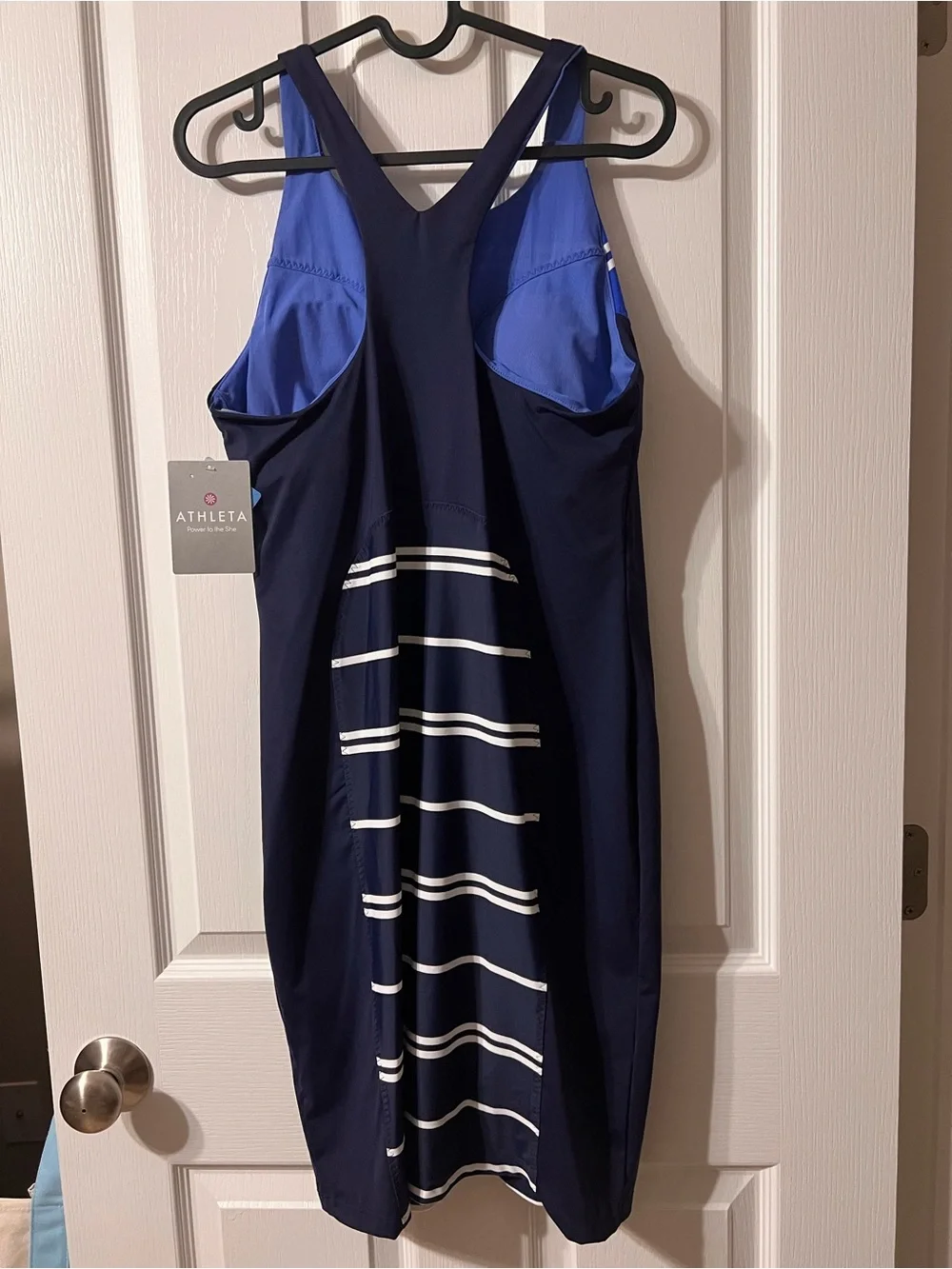 Athleta Striped Navy and Royal Blue Tank Dress - Picture 2 of 7